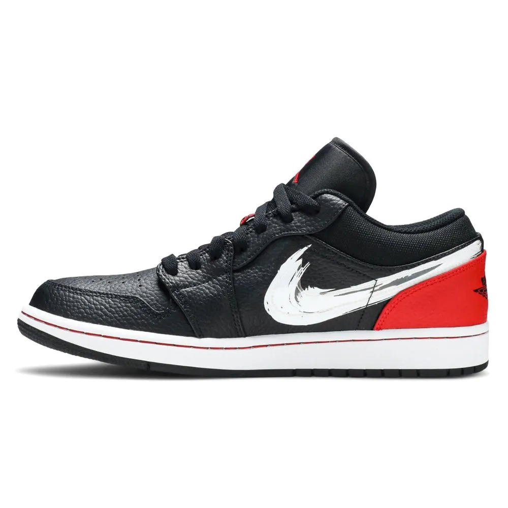 JORDAN AIR JORDAN 1 LOW "BRUSHSTROKE SWOOSH  BLACK RED"