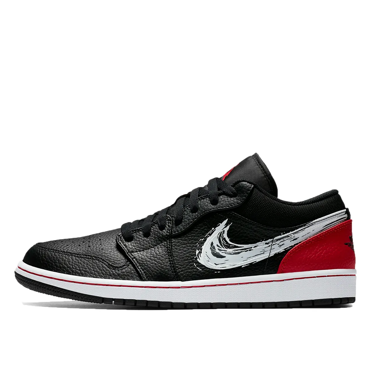 JORDAN AIR JORDAN 1 LOW "BRUSHSTROKE SWOOSH  BLACK RED"