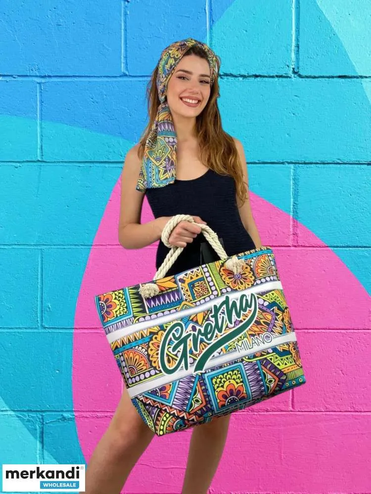 Stock Gretha Milano Bolsos de playa con bufanda a juego (en varios modelos y colores)